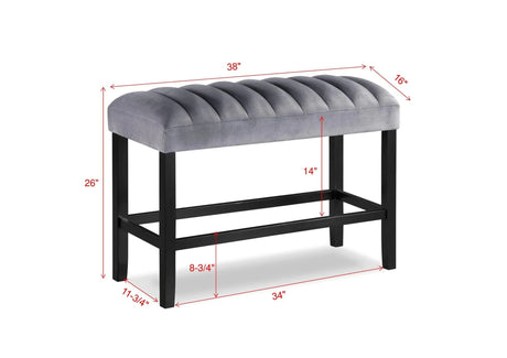 Pascal Black and Gray Counter Height Dining Bench by Crown Mark at Eve Furniture