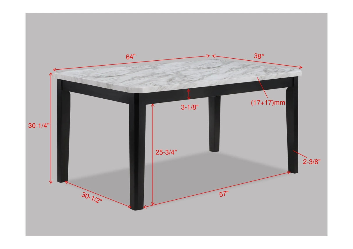Pascal White and Black Faux Marble Dining Table by Crown Mark at Eve Furniture