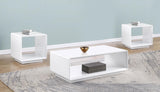 Paseo White 3-Piece High Gloss Coffee and End Table Set by Coaster at Eve Furniture