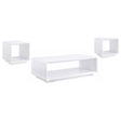 Paseo White 3-Piece High Gloss Coffee and End Table Set by Coaster at Eve Furniture