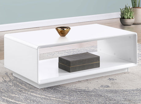 Paseo White High Gloss Cocktail Coffee Table by Coaster at Eve Furniture