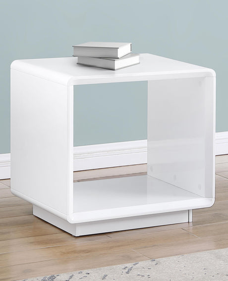 Paseo White High Gloss Square End Table by Coaster at Eve Furniture