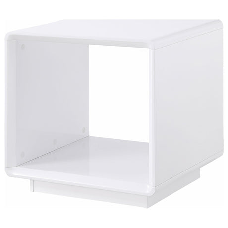 Paseo White High Gloss Square End Table by Coaster at Eve Furniture
