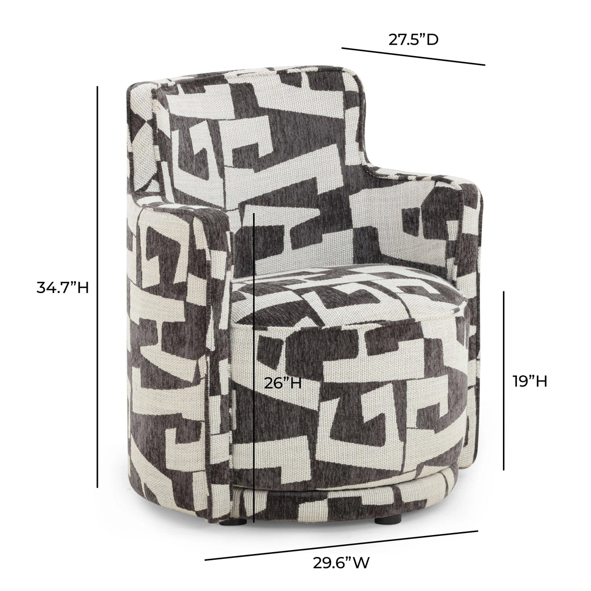 Passe Black Performance Jacquard Swivel Chair by TOV Furniture at Eve Furniture