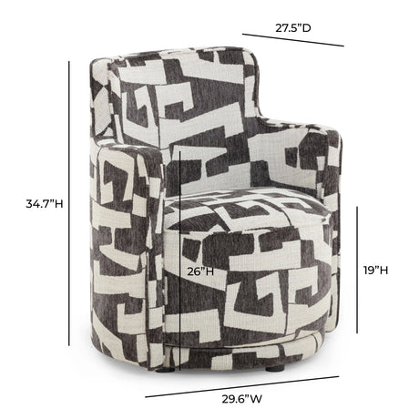 Passe Black Performance Jacquard Swivel Chair by TOV Furniture at Eve Furniture