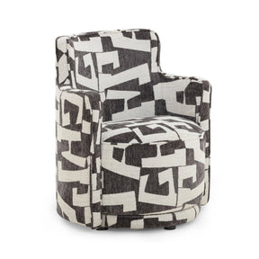 Passe Black Performance Jacquard Swivel Chair by TOV Furniture at Eve Furniture