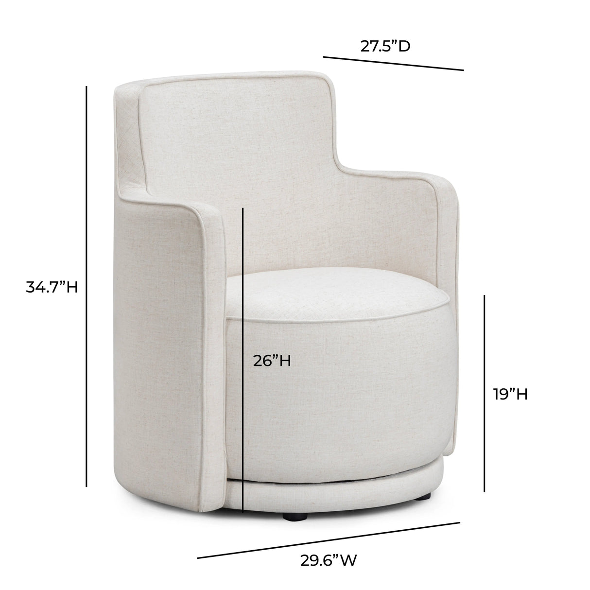 Passe Cream Upcycled Performance Linen Swivel Chair by TOV Furniture at Eve Furniture