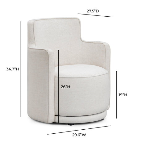 Passe Cream Upcycled Performance Linen Swivel Chair by TOV Furniture at Eve Furniture