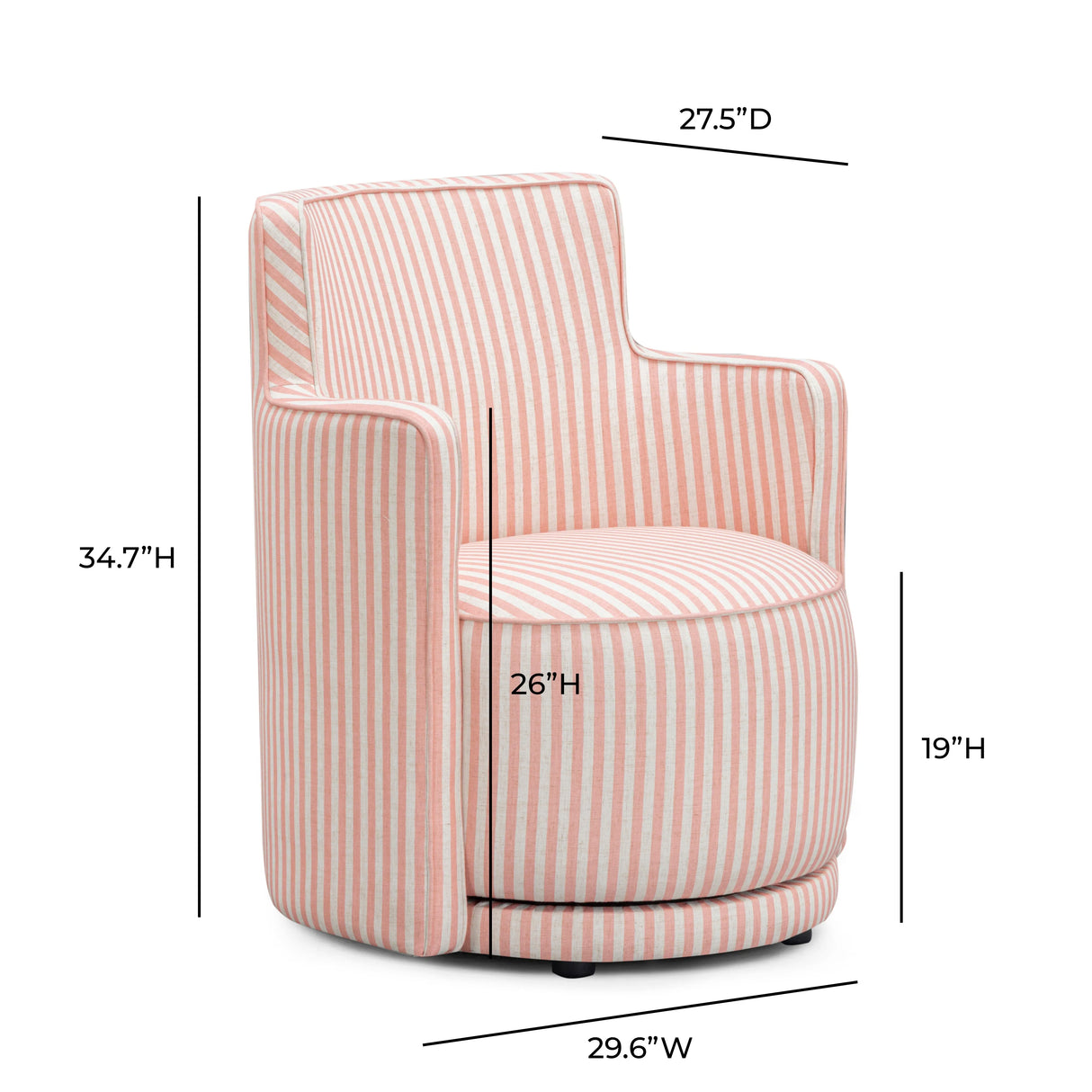 Passe Striped Linen Swivel Chair by TOV Furniture at Eve Furniture