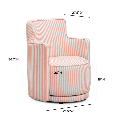 Passe Striped Linen Swivel Chair by TOV Furniture at Eve Furniture