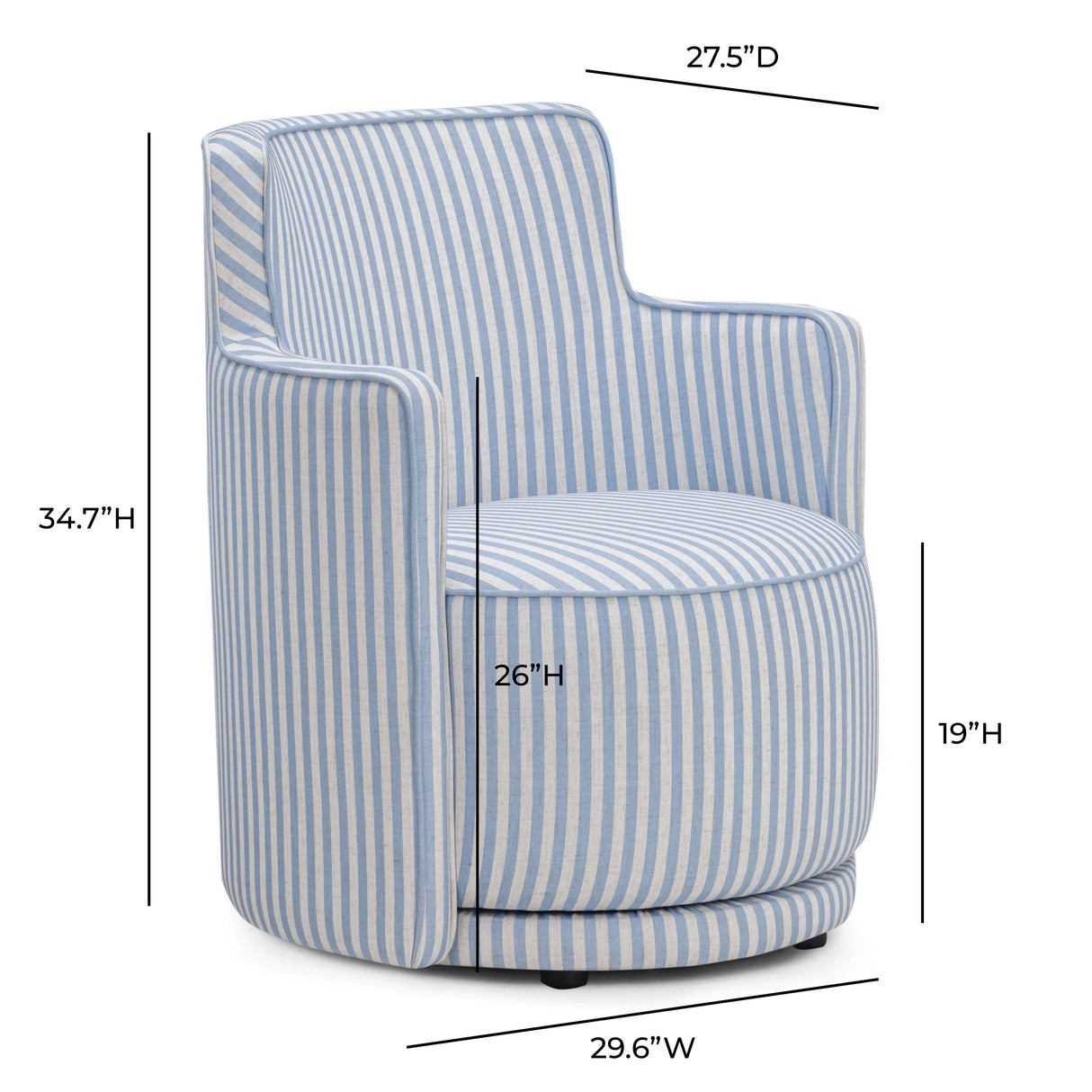 Passe Striped Linen Swivel Chair by TOV Furniture at Eve Furniture
