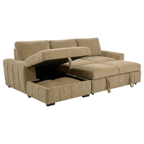 Pastrana Camel Upholstered Sleeper Sectional Sofa LAF Chaise by Coaster at Eve Furniture