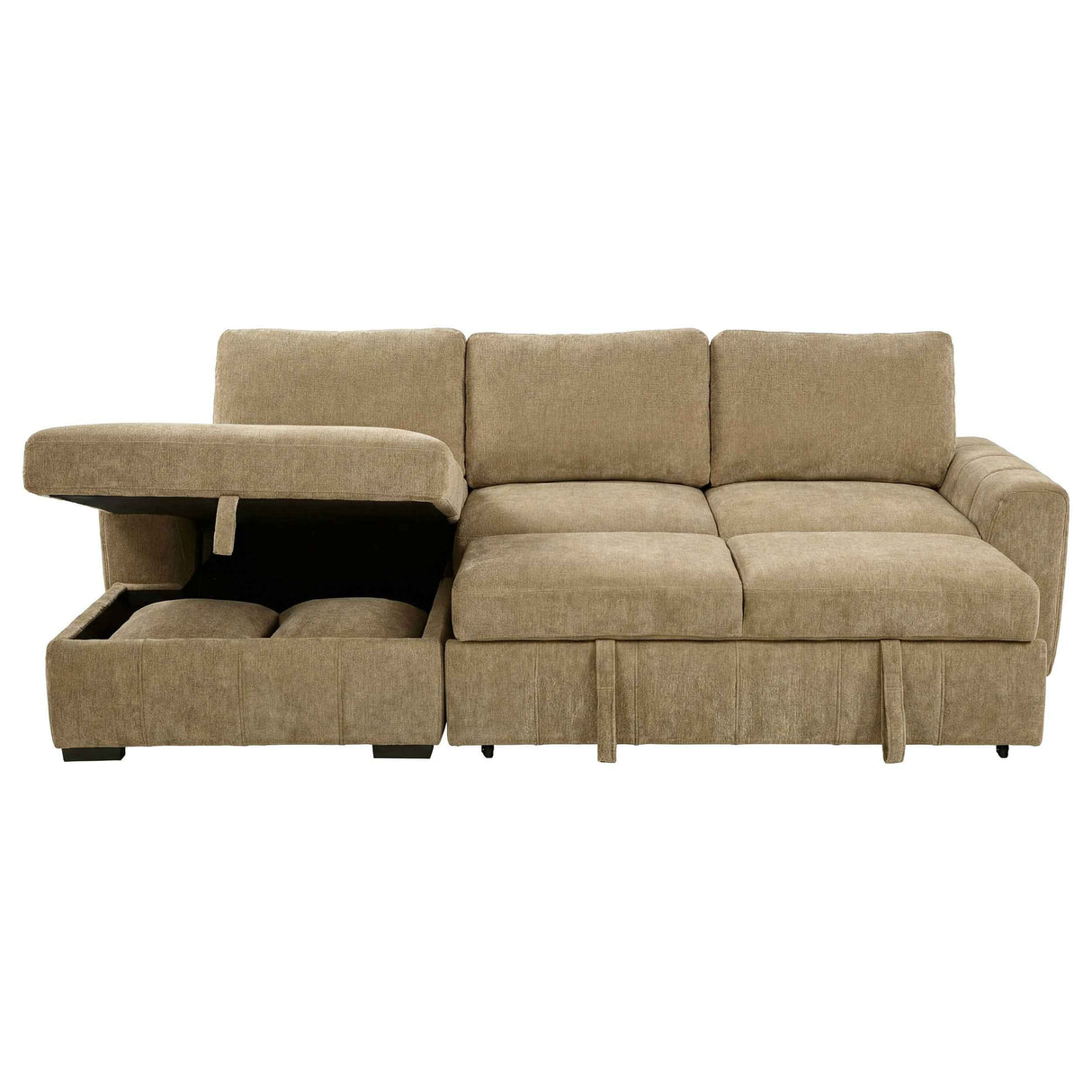 Pastrana Camel Upholstered Sleeper Sectional Sofa LAF Chaise by Coaster at Eve Furniture