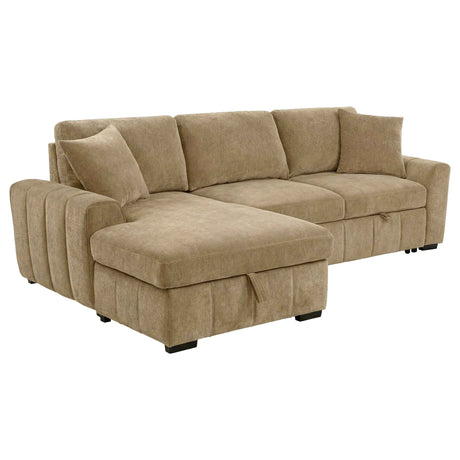 Pastrana Camel Upholstered Sleeper Sectional Sofa LAF Chaise by Coaster at Eve Furniture