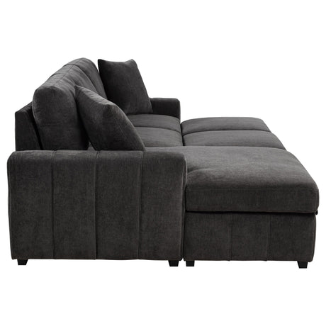 Pastrana Charcoal Grey Upholstered Sleeper Sectional Sofa by Coaster at Eve Furniture