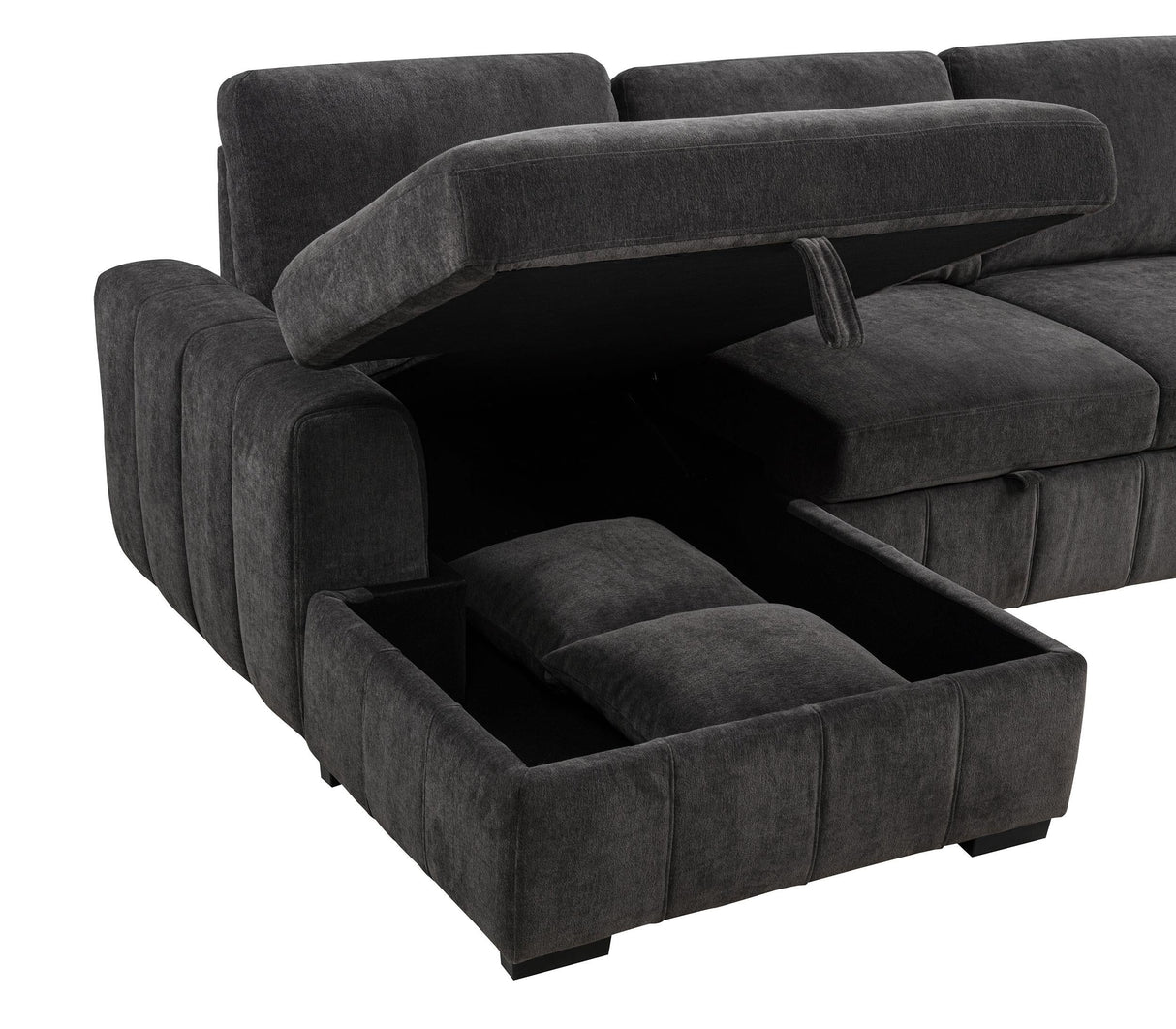 Pastrana Charcoal Grey Upholstered Sleeper Sectional Sofa by Coaster at Eve Furniture