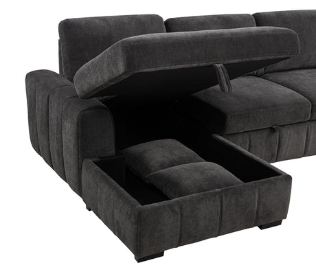 Pastrana Charcoal Grey Upholstered Sleeper Sectional Sofa by Coaster at Eve Furniture