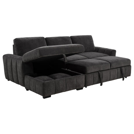 Pastrana Charcoal Grey Upholstered Sleeper Sectional Sofa by Coaster at Eve Furniture