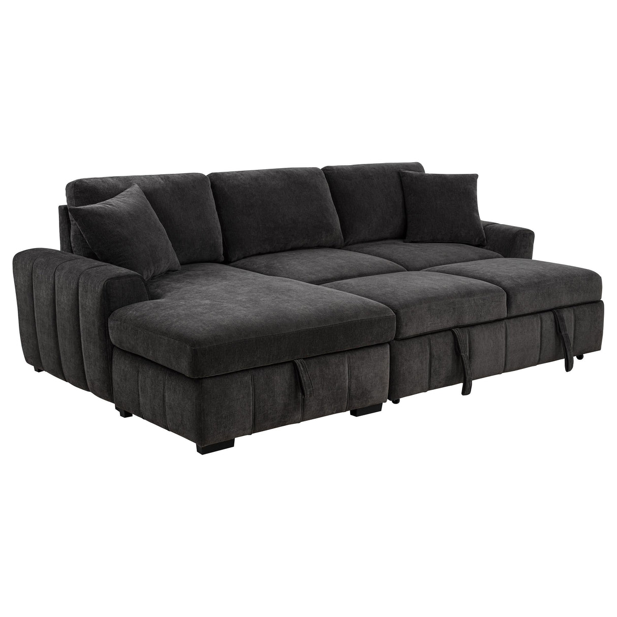 Pastrana Charcoal Grey Upholstered Sleeper Sectional Sofa by Coaster at Eve Furniture