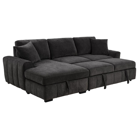 Pastrana Charcoal Grey Upholstered Sleeper Sectional Sofa by Coaster at Eve Furniture