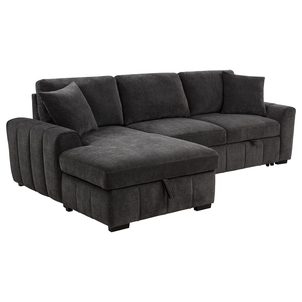 Pastrana Charcoal Grey Upholstered Sleeper Sectional Sofa by Coaster at Eve Furniture