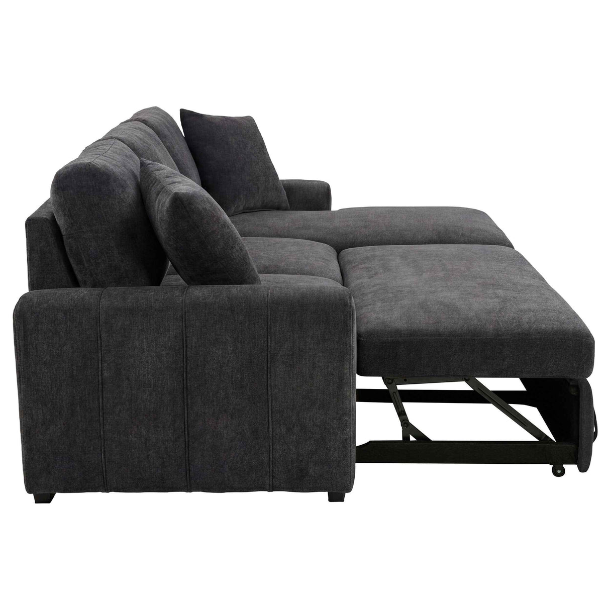 Pastrana Charcoal Grey Upholstered Sleeper Sectional Sofa RAF Chaise by Coaster at Eve Furniture