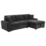 Pastrana Charcoal Grey Upholstered Sleeper Sectional Sofa RAF Chaise by Coaster at Eve Furniture