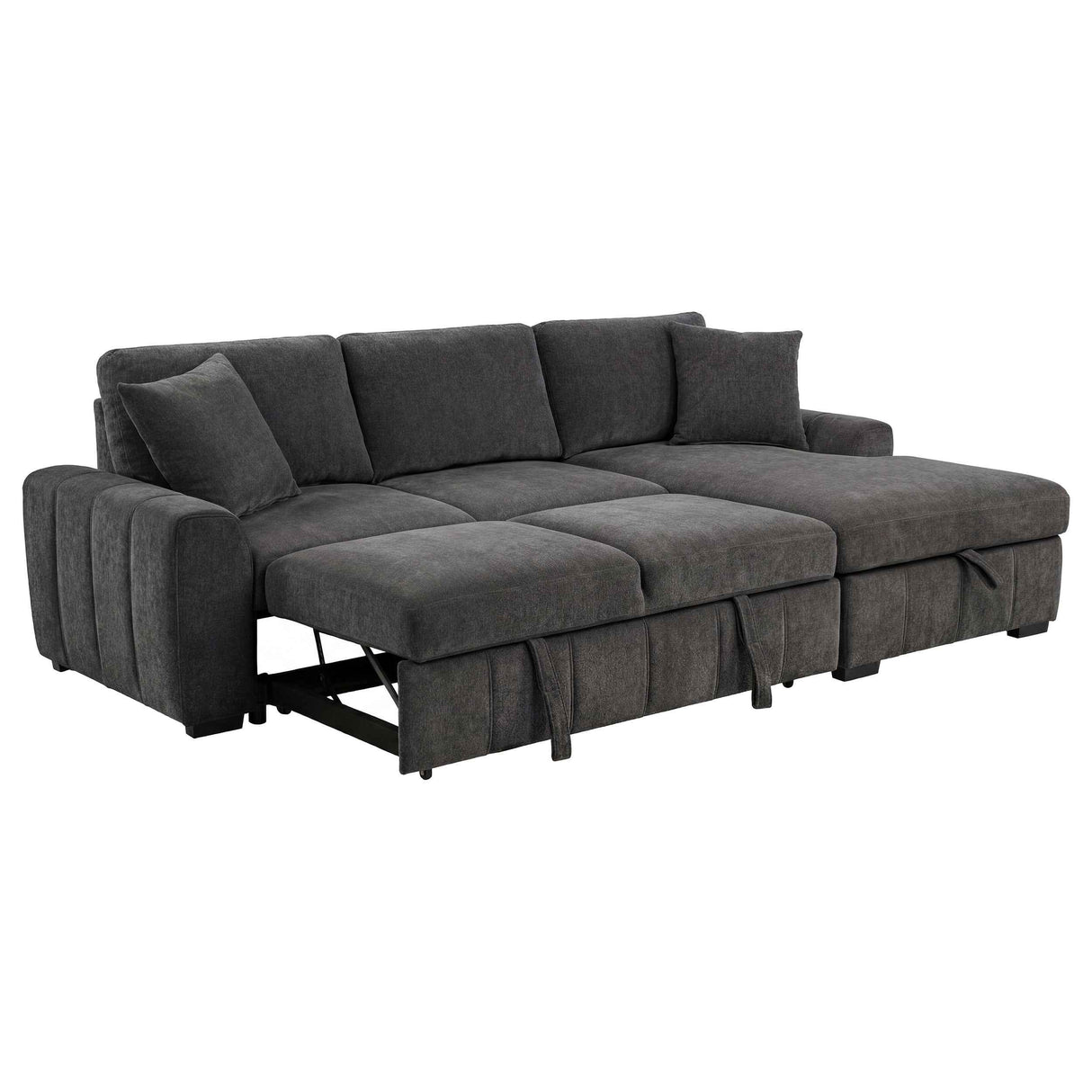 Pastrana Charcoal Grey Upholstered Sleeper Sectional Sofa RAF Chaise by Coaster at Eve Furniture