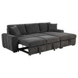 Pastrana Charcoal Grey Upholstered Sleeper Sectional Sofa RAF Chaise by Coaster at Eve Furniture