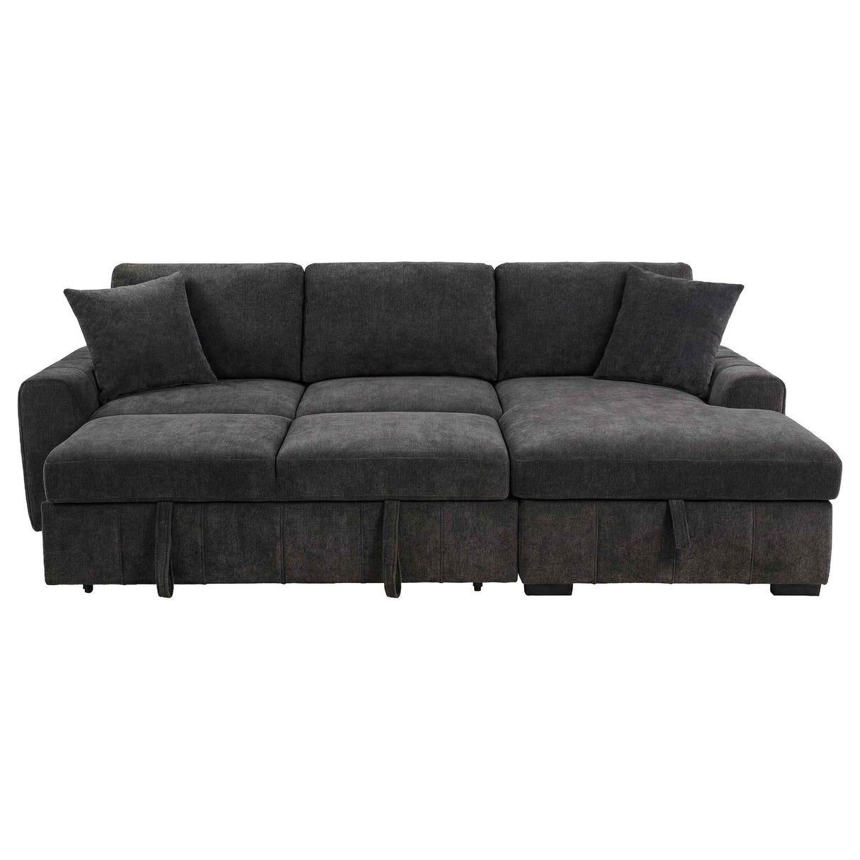 Pastrana Charcoal Grey Upholstered Sleeper Sectional Sofa RAF Chaise by Coaster at Eve Furniture