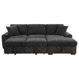 Pastrana Charcoal Grey Upholstered Sleeper Sectional Sofa RAF Chaise by Coaster at Eve Furniture
