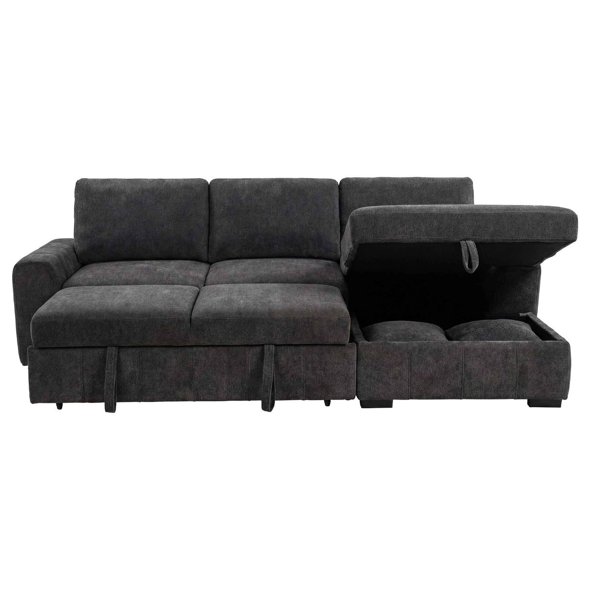Pastrana Charcoal Grey Upholstered Sleeper Sectional Sofa RAF Chaise by Coaster at Eve Furniture