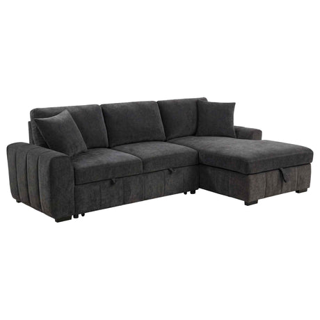 Pastrana Charcoal Grey Upholstered Sleeper Sectional Sofa RAF Chaise by Coaster at Eve Furniture