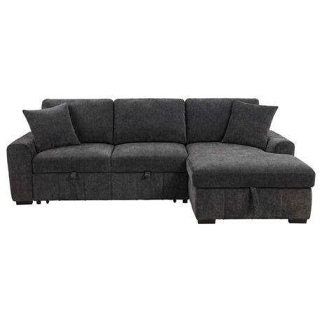 Pastrana Charcoal Grey Upholstered Sleeper Sectional Sofa RAF Chaise by Coaster at Eve Furniture