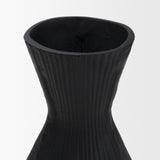 Patine Matte Black Metal Fluted Hourglass Decorative Vase by Mercana at Eve Furniture