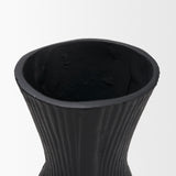 Patine Matte Black Metal Fluted Hourglass Decorative Vase by Mercana at Eve Furniture