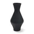 Patine Matte Black Metal Fluted Hourglass Decorative Vase by Mercana at Eve Furniture