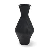 Patine Matte Black Metal Fluted Hourglass Decorative Vase by Mercana at Eve Furniture