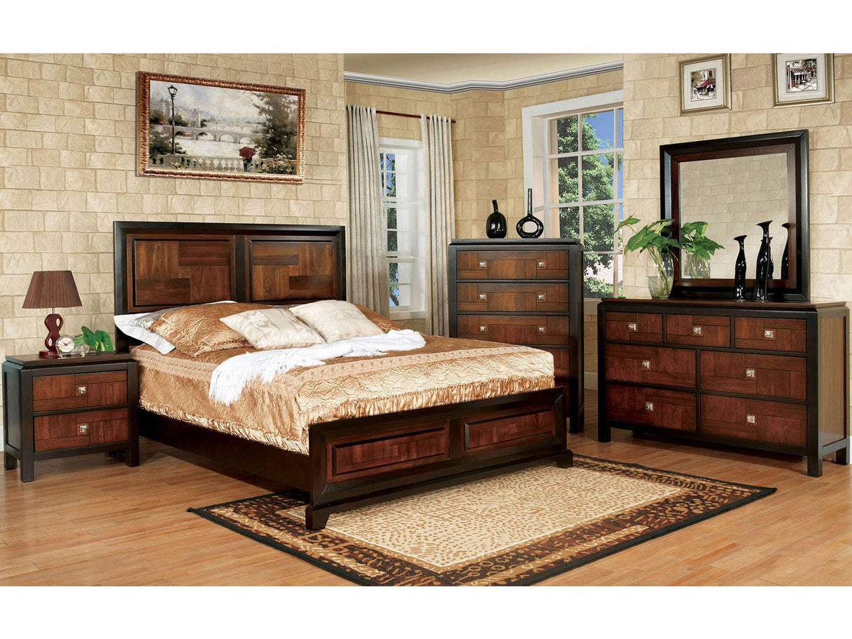 Patra Acacia/Walnut 5-Piece Queen Bedroom Set by Furniture of America at Eve Furniture