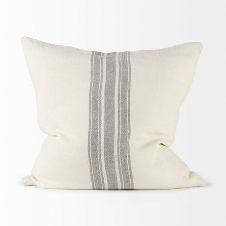 Patrice Cream With Gray Stripes Decorative Pillow Cover by Mercana at Eve Furniture