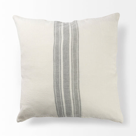 Patrice Cream With Gray Stripes Decorative Pillow Cover by Mercana at Eve Furniture