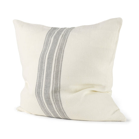 Patrice Cream With Gray Stripes Decorative Pillow Cover by Mercana at Eve Furniture
