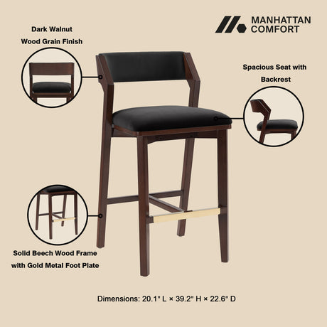Patricia Barstool in Black by Manhattan Comfort at Eve Furniture