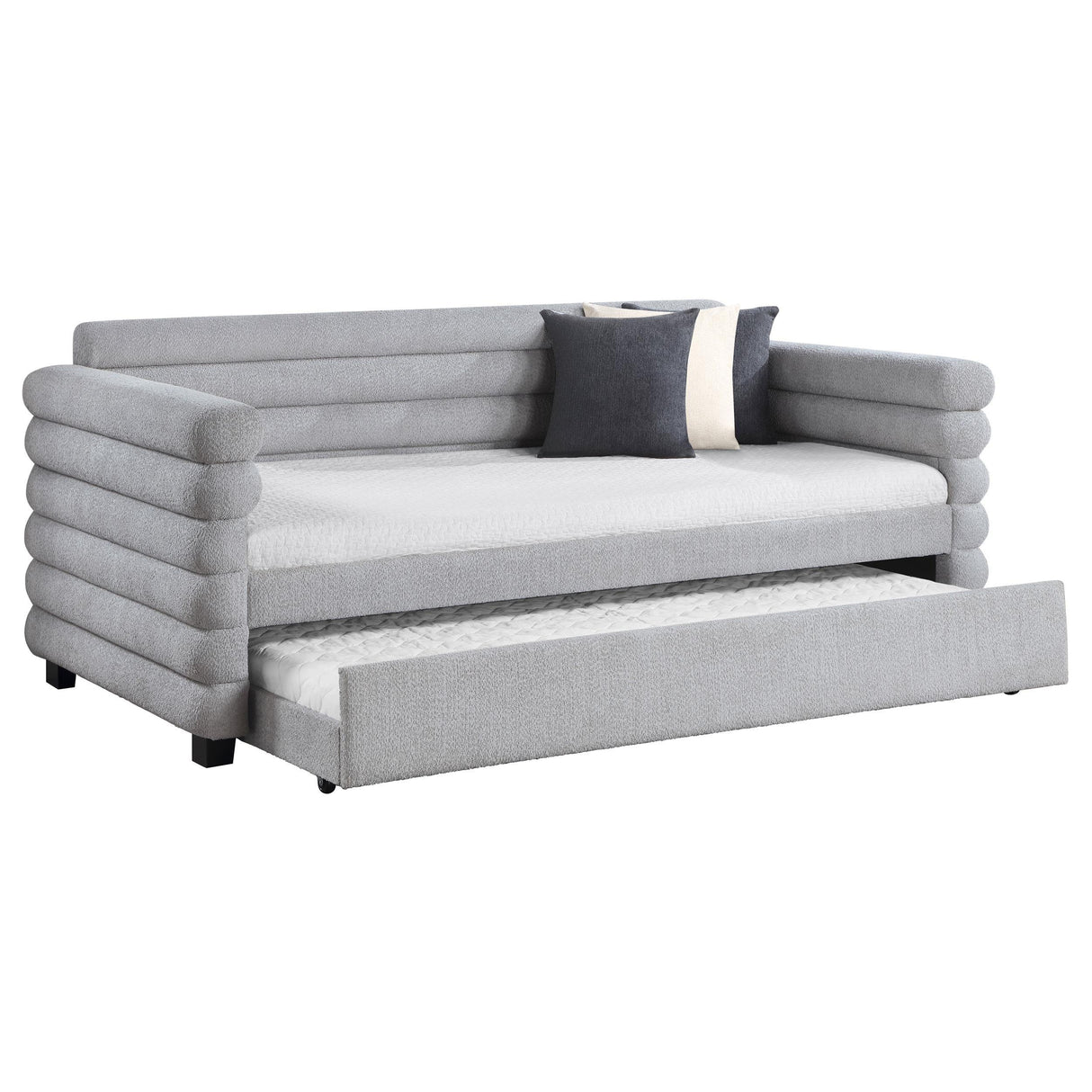 Patricia Boucle Upholstered Twin Day Bed with Trundle Grey by Coaster at Eve Furniture