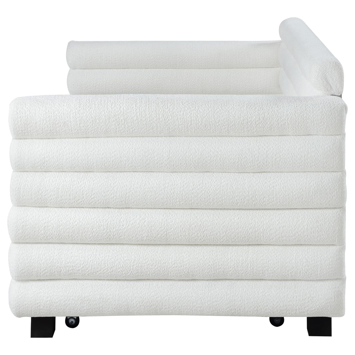 Patricia Boucle Upholstered Twin Day Bed with Trundle White