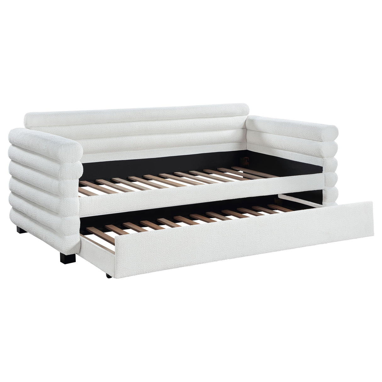 Patricia Boucle Upholstered Twin Day Bed with Trundle White by Coaster at Eve Furniture