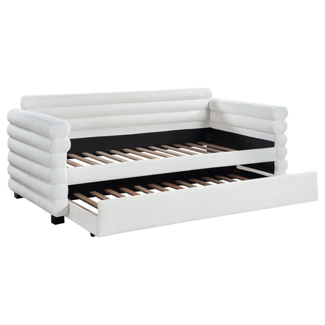 Patricia Boucle Upholstered Twin Day Bed with Trundle White by Coaster at Eve Furniture
