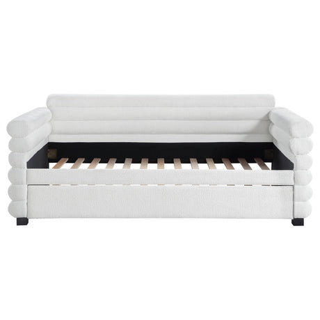 Patricia Boucle Upholstered Twin Day Bed with Trundle White by Coaster at Eve Furniture