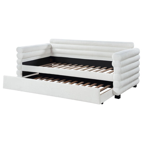 Patricia Boucle Upholstered Twin Day Bed with Trundle White by Coaster at Eve Furniture