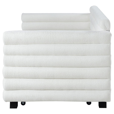 Patricia Boucle Upholstered Twin Day Bed with Trundle White by Coaster at Eve Furniture